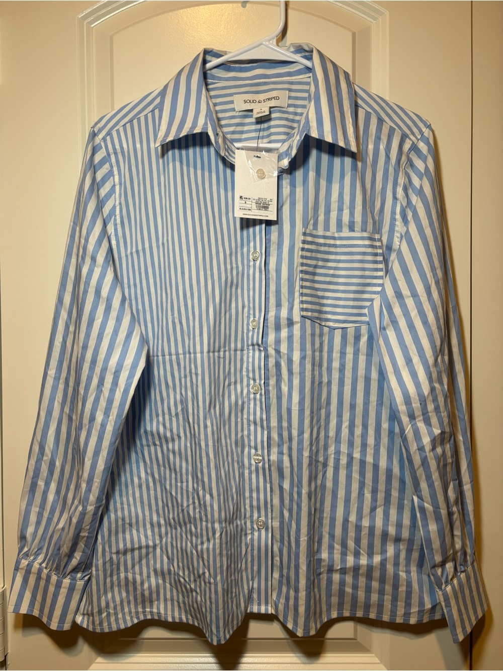 SOLID & STRIPED Light Blue and White Striped Button-Down Shirt